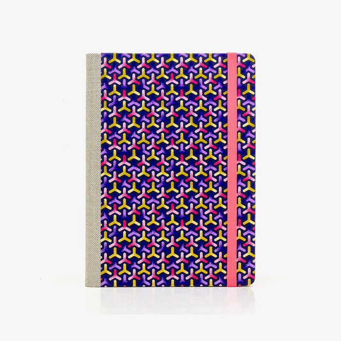 Wochenplaner-12x16_5cm-spaltenaufteilung-Cover-Chiyogami-Motiv-Bogen-1094C-Flechtmuster-purple-Pink