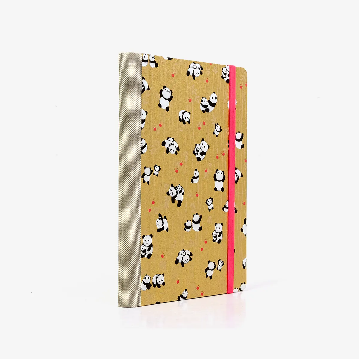 Wochenplaner-12x16_5cm-spaltenaufteilung-Cover-Chiyogami-Motiv-Panda-auf-Gold-seitlich-hinten