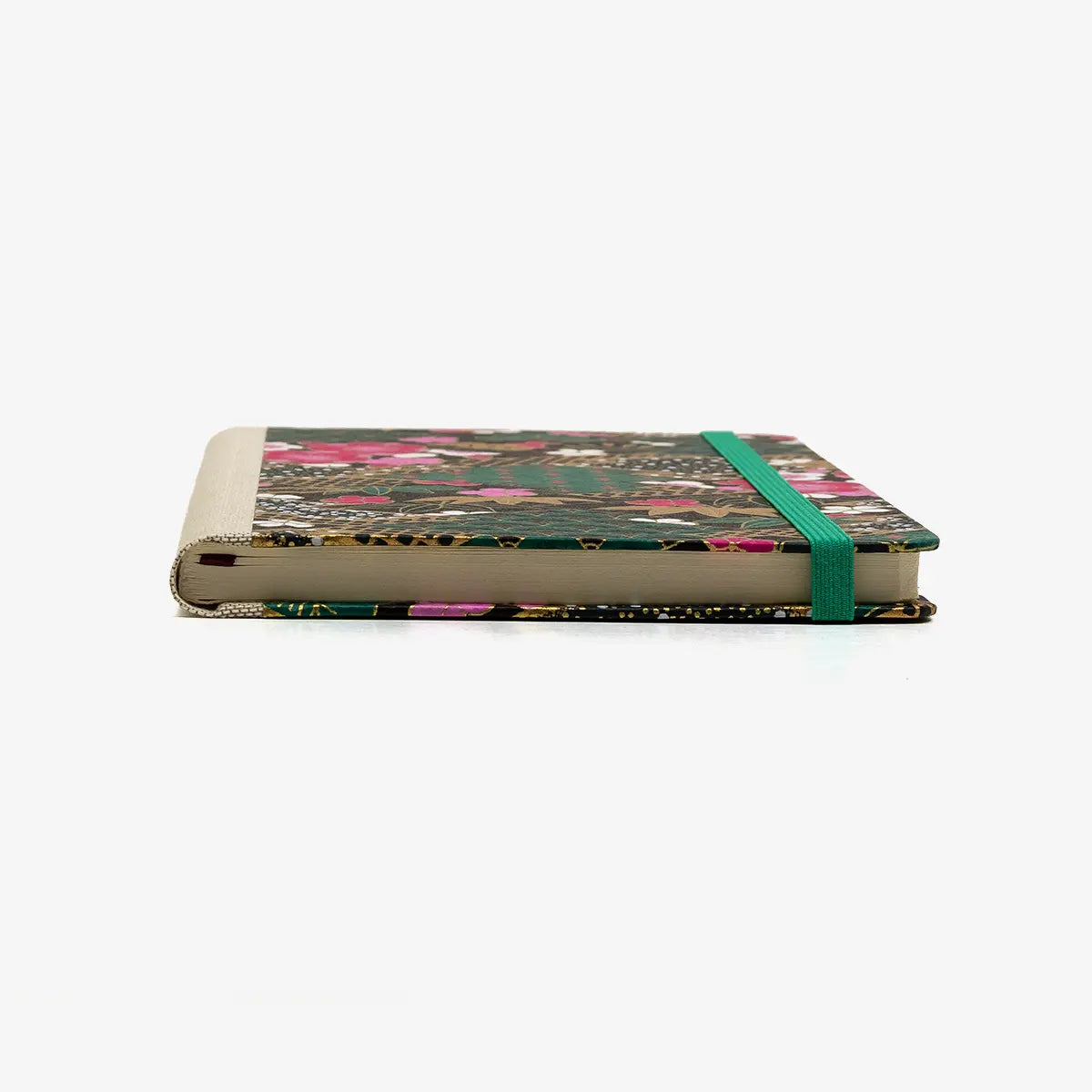 Wochenplaner-12x16_5cm-spaltenaufteilung-Cover-Chiyogami-Motiv-Rauten-mit-Mustern-gruen-liegend