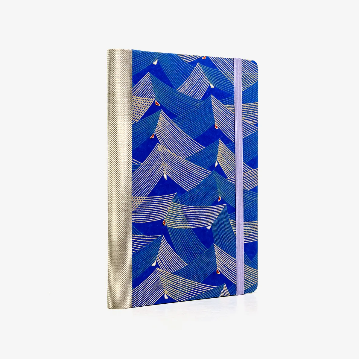 Wochenplaner-12x16_5cm-spaltenaufteilung-Cover-Chiyogami-Motiv-Seitenspiel-blau-seitlich-von-hinten