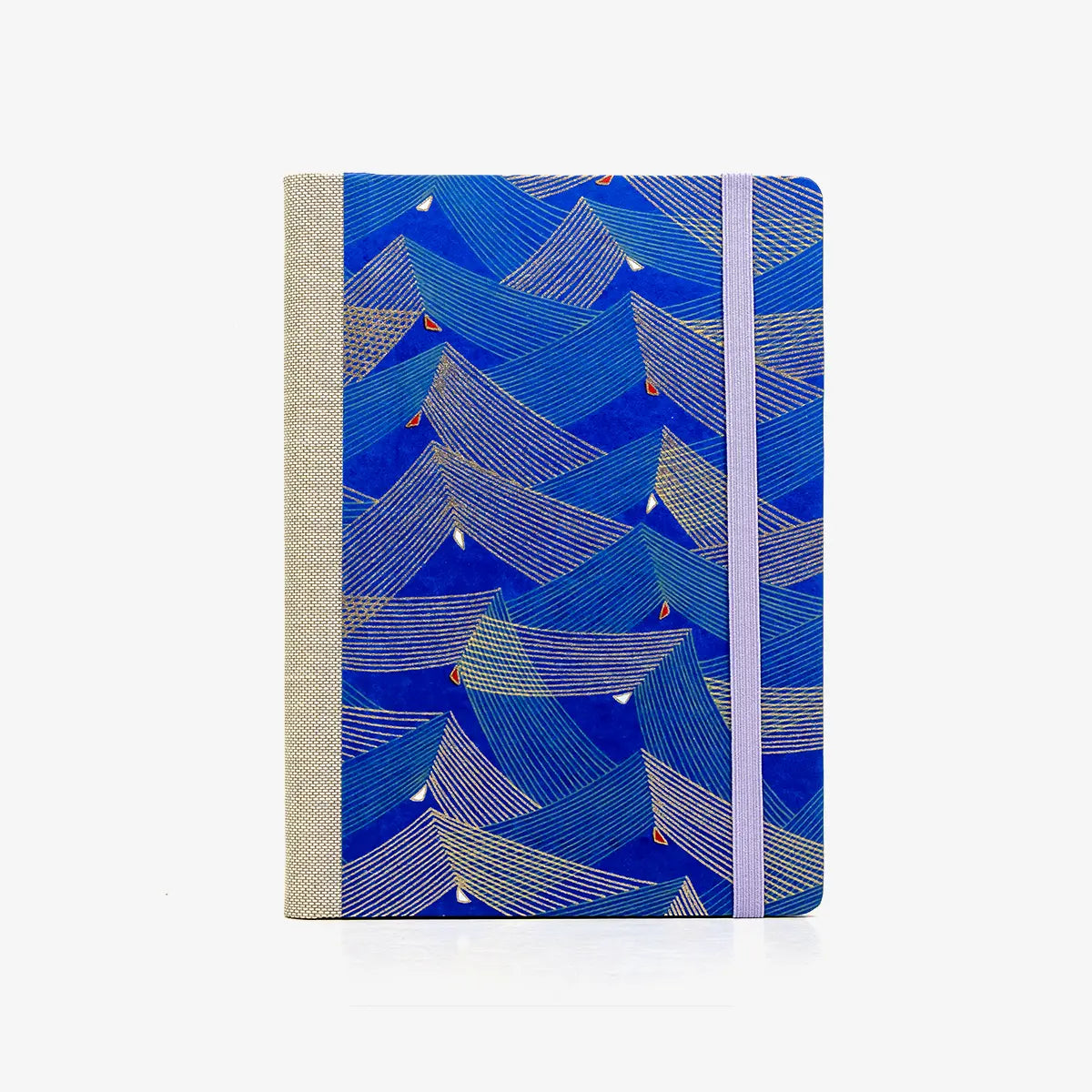 Wochenplaner-12x16_5cm-spaltenaufteilung-Cover-Chiyogami-Motiv-Seitenspiel-blau