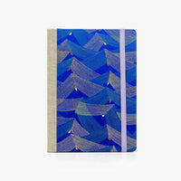 Wochenplaner-12x16_5cm-spaltenaufteilung-Cover-Chiyogami-Motiv-Seitenspiel-blau