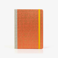 Wochenplaner-12x16_5cm-spaltenaufteilung-Cover-Chiyogami-Motiv-goldene-Vierecke-auf-peachy