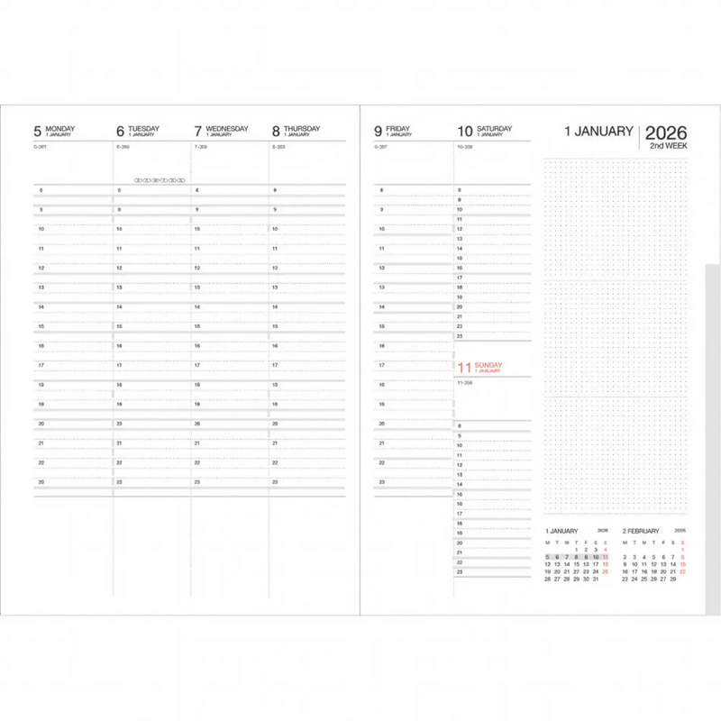 Wochenplaner-16Monate-2025-2026-Diary-A5-Wochenansicht