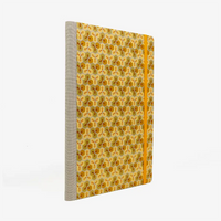 Wochenplaner-17x24cm-cover-Chiyogami-Motiv-Bienenwabenmuster-gold-seitlich-von-hinten