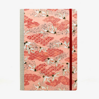 Wochenplaner-17x24cm-cover-Chiyogami-Motiv-Kraniche-weiss-auf-rot-rosa-von-vorn