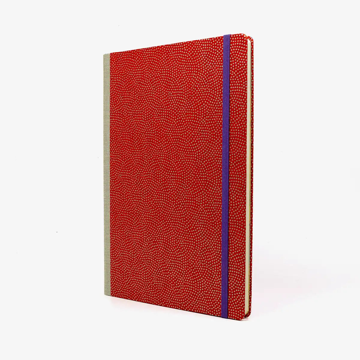 Wochenplaner-17x24cm-cover-Chiyogami-Motiv-Same-Komon-rot-gold-seitlich-von-vorn