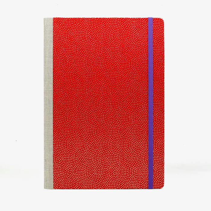 Wochenplaner-17x24cm-cover-Chiyogami-Motiv-Same-Komon-rot-gold-von-vorn