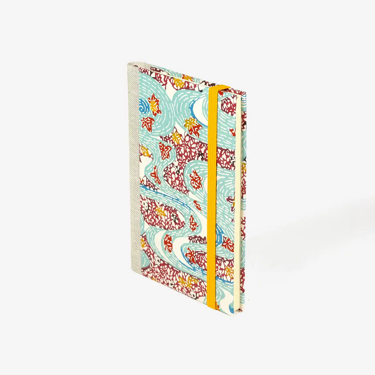 Wochenplaner-2026-blaupause-format-9x13cm-bezogen-mit-KAtazome-shi-wasser-blau-Produktansicht-cover-seitlich-vorn