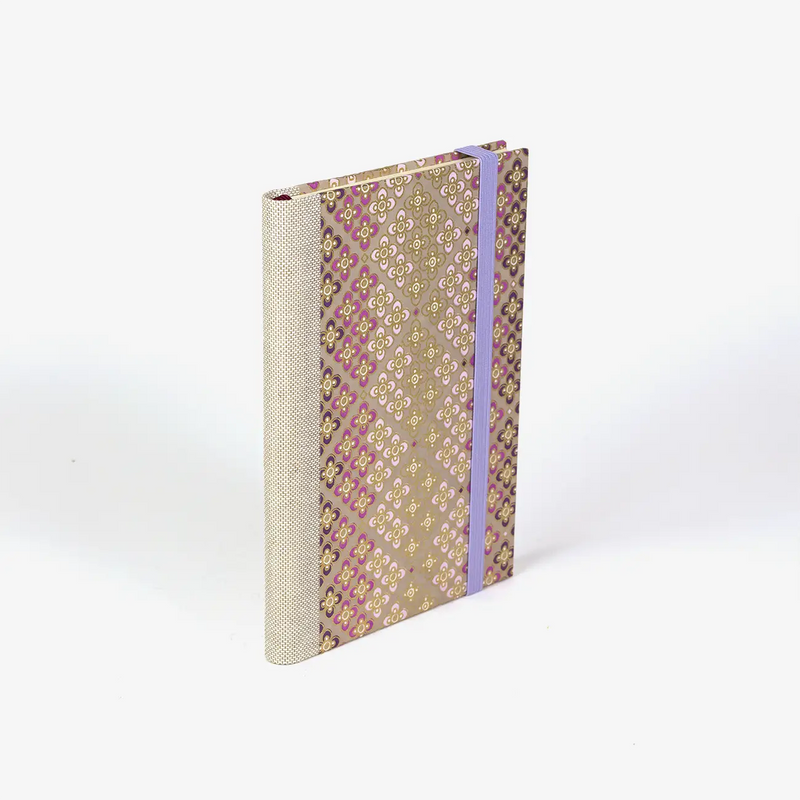 Wochenplaner-2026-blaupause-format-9x13cm-bezogen-mit-chiyogami-Bluetenpattern-1-rose-Produktansicht-cover-seitlich-hinten