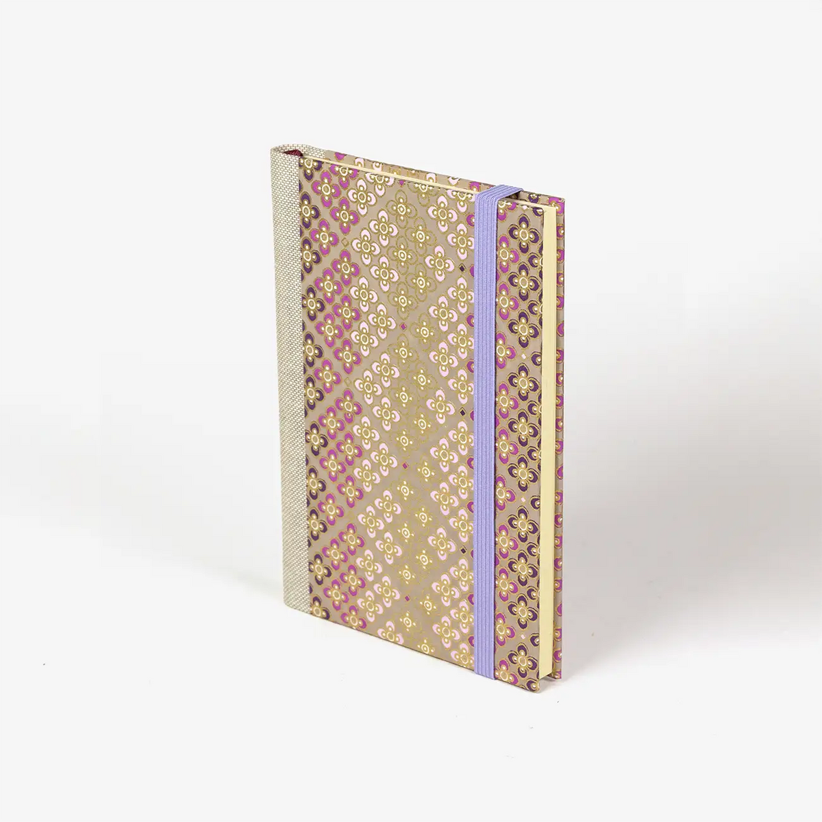 Wochenplaner-2026-blaupause-format-9x13cm-bezogen-mit-chiyogami-Bluetenpattern-1-rose-Produktansicht-cover-seitlich-vorn