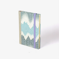 Wochenplaner-2026-blaupause-format-9x13cm-bezogen-mit-chiyogami-Wald-pastellblau-pastellgruen-Produktansicht-cover-seitlich-vorn