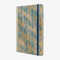 Wochenplaner-2027-A5-klassisch-cover-Chiyogami-Motiv-gewellte-linien-rot-gold-blau-seitlich-von-vorn