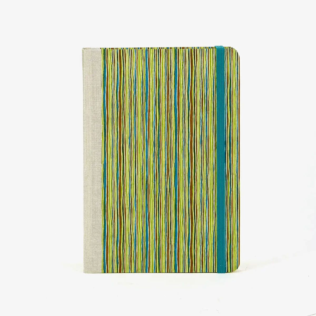Wochenplaner-A5-2025-Chiyogami-geometrisch-Streifen-gruen-cover-vorn-1