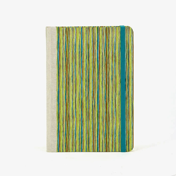 Wochenplaner-A5-2025-Chiyogami-geometrisch-Streifen-gruen-cover-vorn-1
