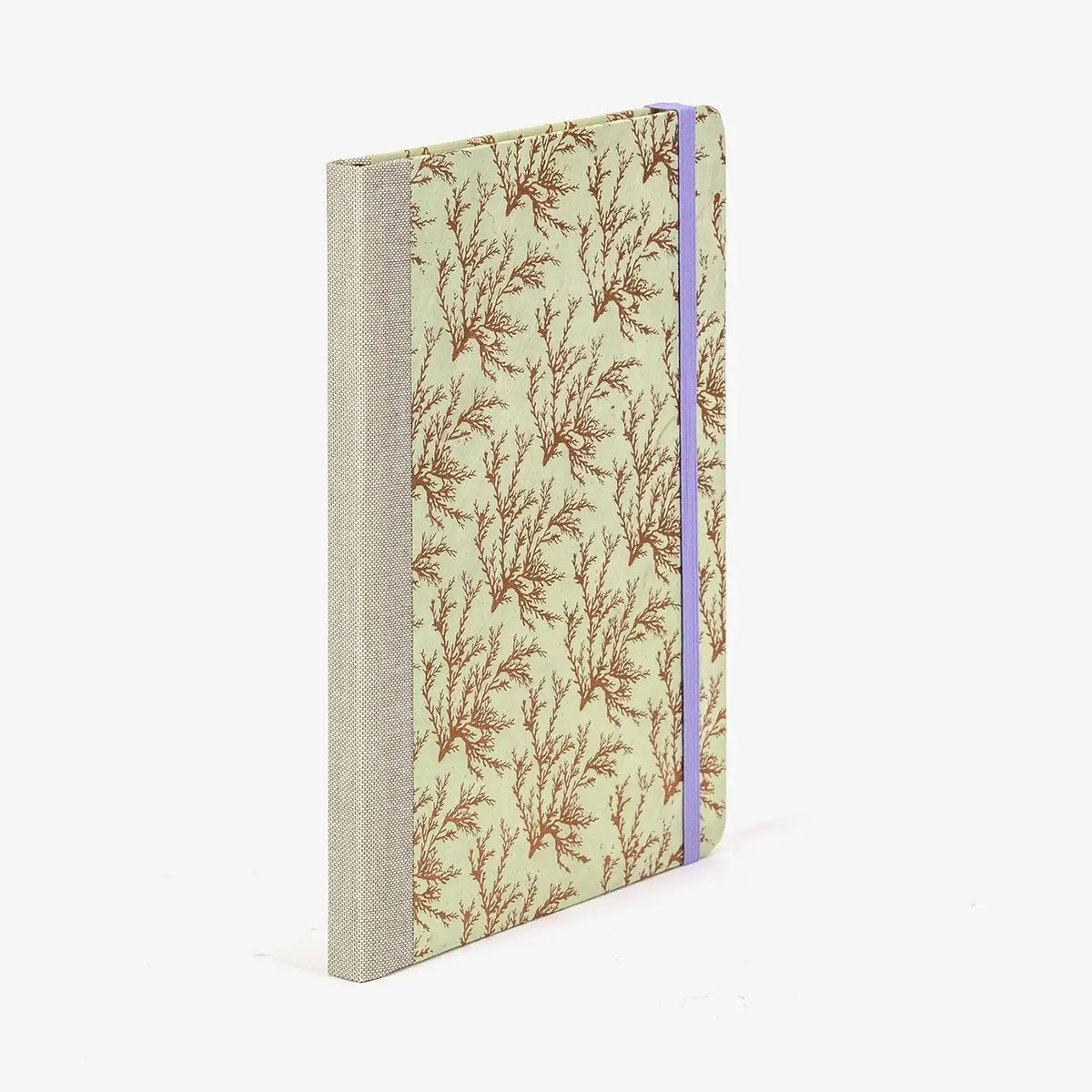 Wochenplaner-A5-2025-Lokta-PApier-floral-kupfer-pastell-gruen-cover-seitlich-hinten