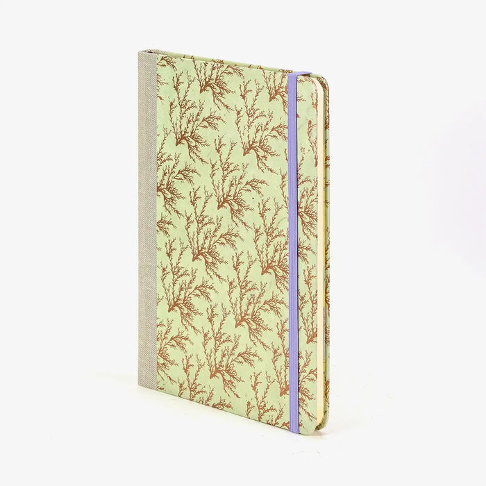 Wochenplaner-A5-2025-Lokta-PApier-floral-kupfer-pastell-gruen-cover-seitlich-vorn-1