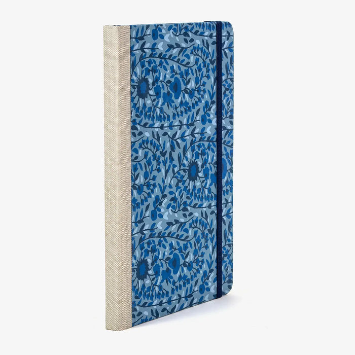 Wochenplaner-A5-2025-recy-Siebdruckpapier-blumen-ornament-blau-cover-seitlich-hinten