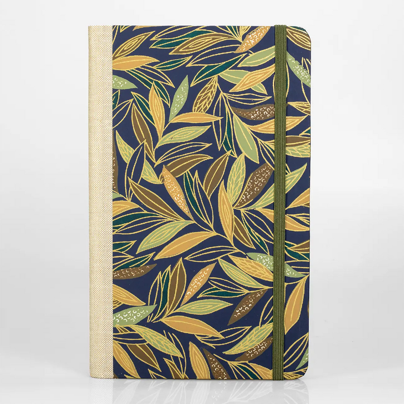 Wochenplaner / 2025 / A5small / horizontale Aufteilung / golden Leaves on dark blue