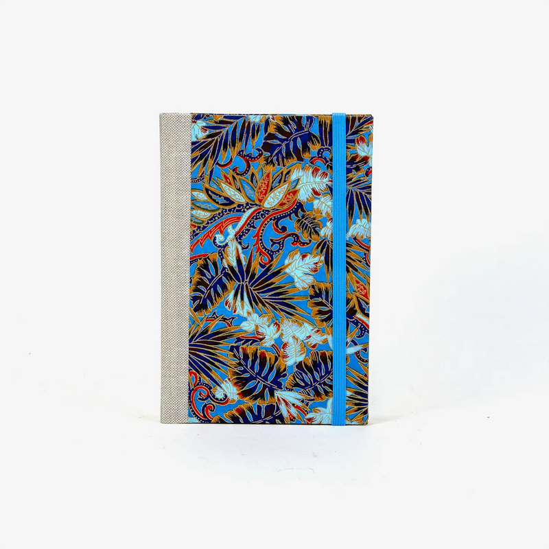 Wochenplaner-A6-2025-Chiyogami-Monstera-blau-cover-ansicht-vorn