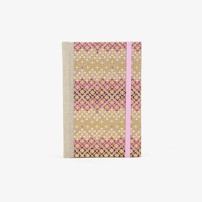 Wochenplaner-A6-2025-Chiyogami-PAttern-Blumen-pinkfarben-gold-cover-ansicht-vorn