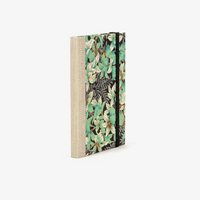 Wochenplaner-A6-2025-Chiyogami-blumenornamet-gruen-silber-auf-schwarz-cover-ansicht-seitlich-hinten