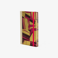 Wochenplaner-A6-2025-Loktapapier-Pattern-magenta-gold-schwarz-cover-ansicht-seitlich-vorn