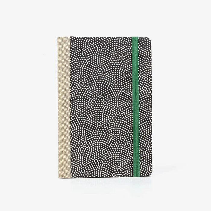 Wochenplaner-A6-design-Chiyogami-Papier-Ssame-Komon-schwarz-von-vorn