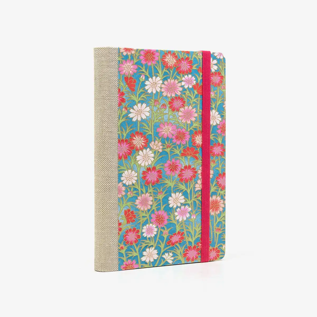 Wochenplaner-A6-design-Chiyogami-Papier-blumen-auf-hellblau-seitlich-von-hinten