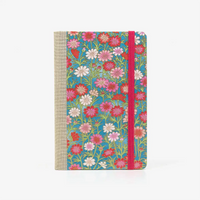 Wochenplaner-A6-design-Chiyogami-Papier-blumen-auf-hellblau-von-vorn