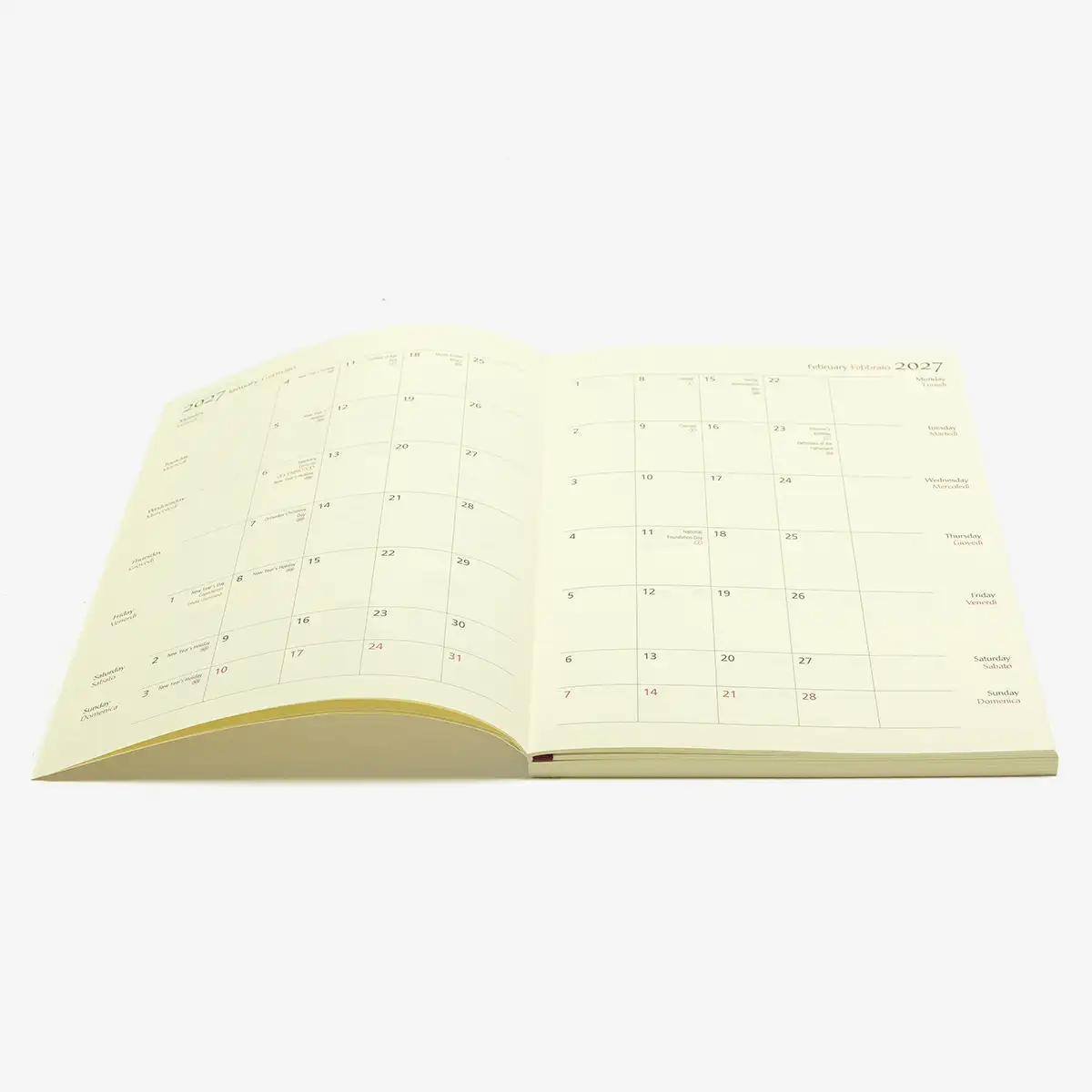 Wochenplaner | Format:A5 | 2027 | Cover: Chiyogami | Motiv: Blumenwiese Rosa auf hellblau