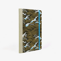 Wochenplaner-Format-A5-cover-chiyogamipapier-Motiv-Nami-welle-weiss-blau-gold-auf-schwarz-cover-seitlich-von-hinten