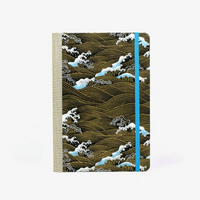 Wochenplaner-Format-A5-cover-chiyogamipapier-Motiv-Nami-welle-weiss-blau-gold-auf-schwarz-cover-von-vorn