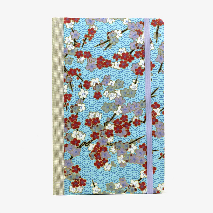 Wochenplaner-Format-A5small-cover-Chiyogami-papier-Motiv-Bogen-1049C-Blueten-bunt-cover-von-vorn