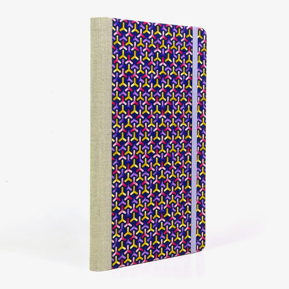 Wochenplaner-Format-A5small-cover-Chiyogami-papier-Motiv-Bogen-1094C-Flechtmuster-purple-Pink-cover-seitlich-von-hinten