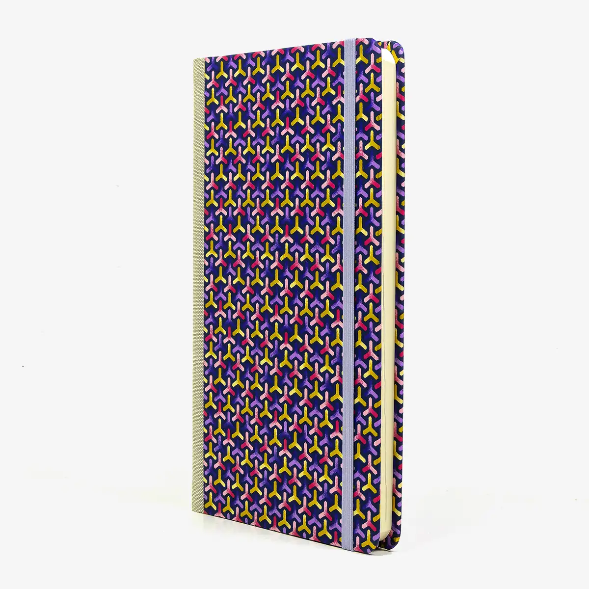 Wochenplaner-Format-A5small-cover-Chiyogami-papier-Motiv-Bogen-1094C-Flechtmuster-purple-Pink-cover-seitlich-von-vorn