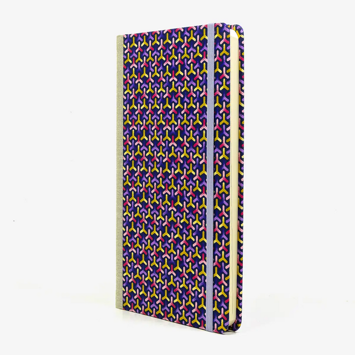 Wochenplaner-Format-A5small-cover-Chiyogami-papier-Motiv-Bogen-1094C-Flechtmuster-purple-Pink-cover-seitlich-von-vorn