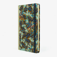 Wochenplaner-Format-A5small-cover-Chiyogami-papier-Motiv-MONSTERA-bLAU-seitlich-von-VORN