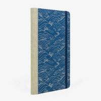 Wochenplaner-Format-A5small-cover-Chiyogami-papier-Motiv-Nami-Welle-Silber-auf-blau-cover-seitlich-von-hinten