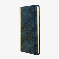 Wochenplaner-Format-A5small-cover-Chiyogami-papier-Motiv-Welle-Gold-auf-changierenden-Blau-cover-seitlich-von-vorn