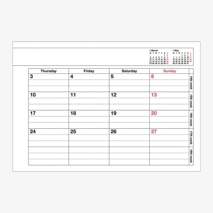Wochenplaner-Notebook-Calendar-XS-Mint-Produktansicht-blick-in-den-Kalender-wochenansicht-2