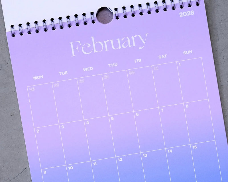 Yearkalender-2026-Wandkalender-A4-Spiralgebunden-Gradient-1Jahr-Februaransicht-Detail-3