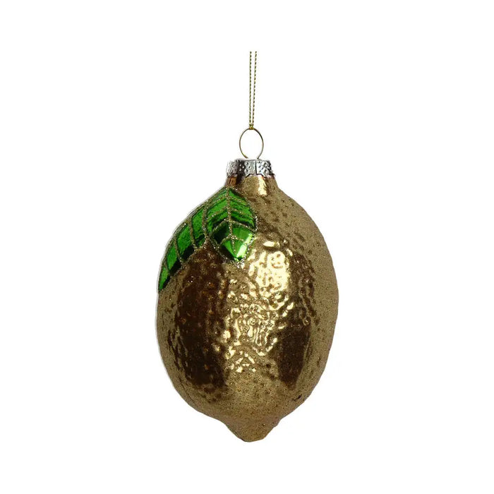 Weihnachtsbaumkugel/ Ornament Glas / Zitrone Glas Gold 11cm