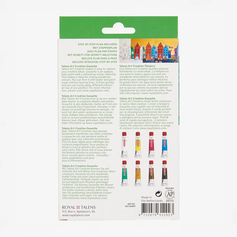 Art-creation-Talens-Guache-Set-8x12ml-Verpackung-Produktansicht-von-hinten