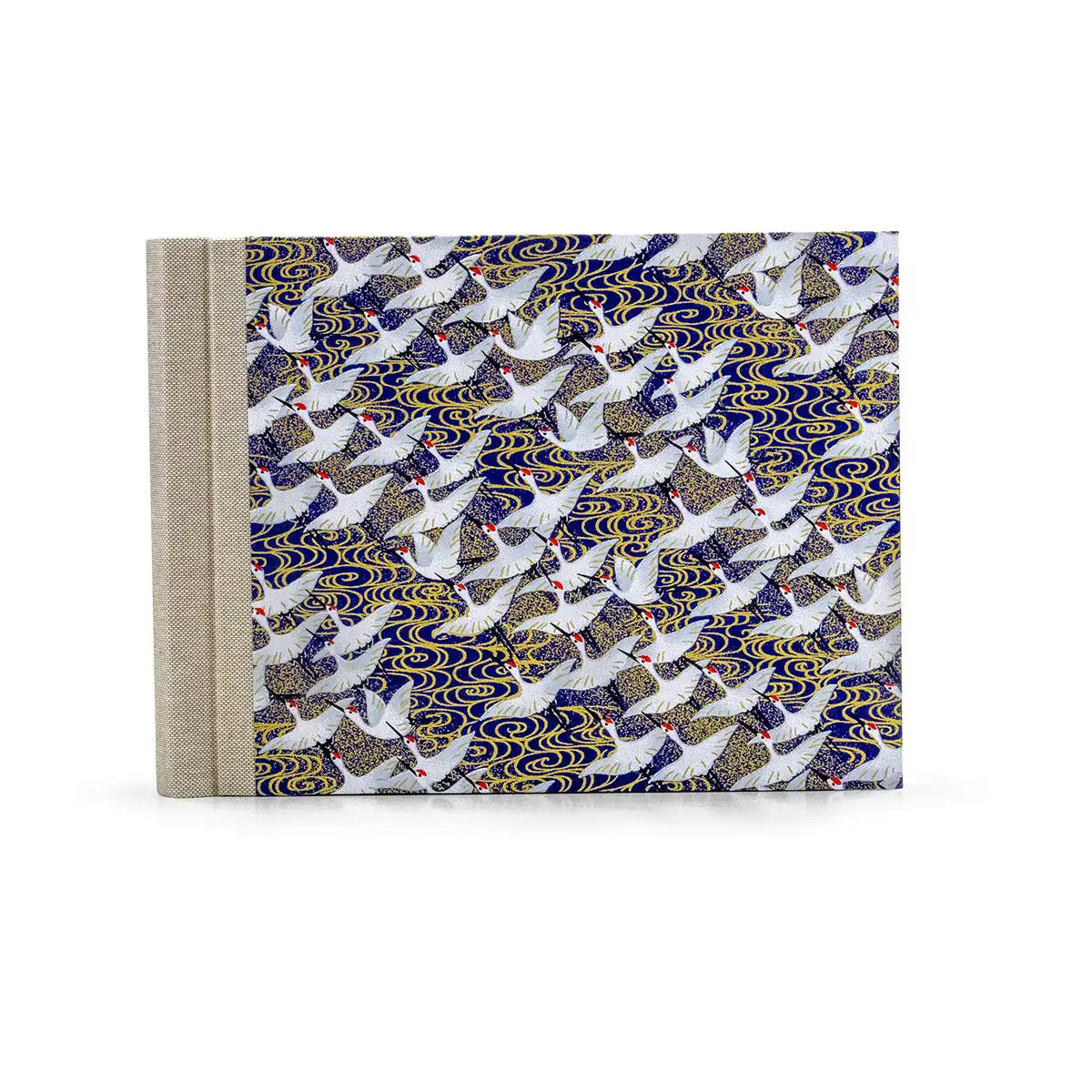 Fotoalbum / 60 Seiten creme / Chiyogami - Cranes over golden Swirls