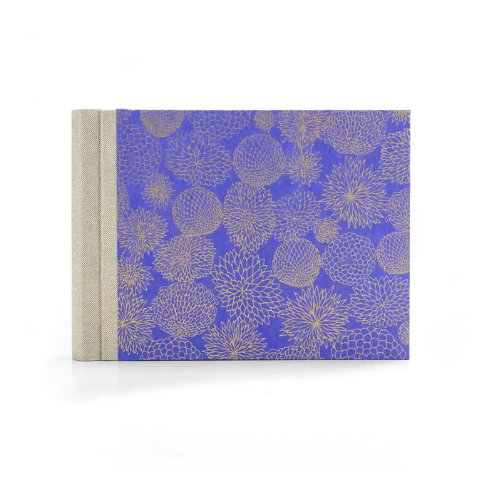 Fotoalbum / 60 Seiten creme / Chiyogami - golden Flower on Purple
