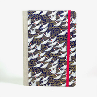 Skizzenbuch Blanko / 288 Seiten / handgemacht / Chiyogami / Kraniche weiß auf blau