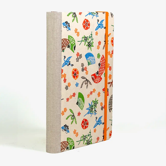 blaupause-skizzenbuch.-blanko-format-a5-288-seiten-recy-papier-mit-katazomeShi-papier-bezogen-Kraniche-Blumen-Zweige-Faecher-cover-seitlich-hinten