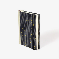 blaupause-tagesplaner-Format-9x13cm-bezogen-mit-Lokta-Punkte-Linien-silber-gold-auf-drachenblau-produktansicht-cover-seitlich-vorn