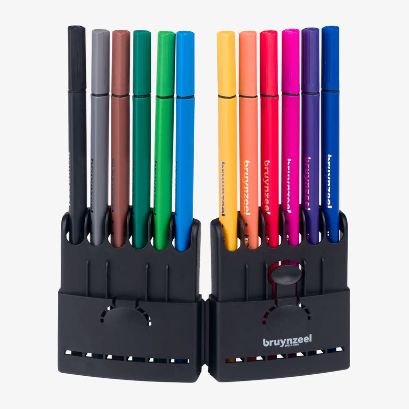 bruynzeel-fineliner-set-etui-basic-farben-12-stueck-Etui-Aufgeklappt